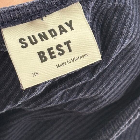 Aritzia Sunday Best Blue Alexi Ribbed Wrap Tie Mini Dress - Picture 7 of 9